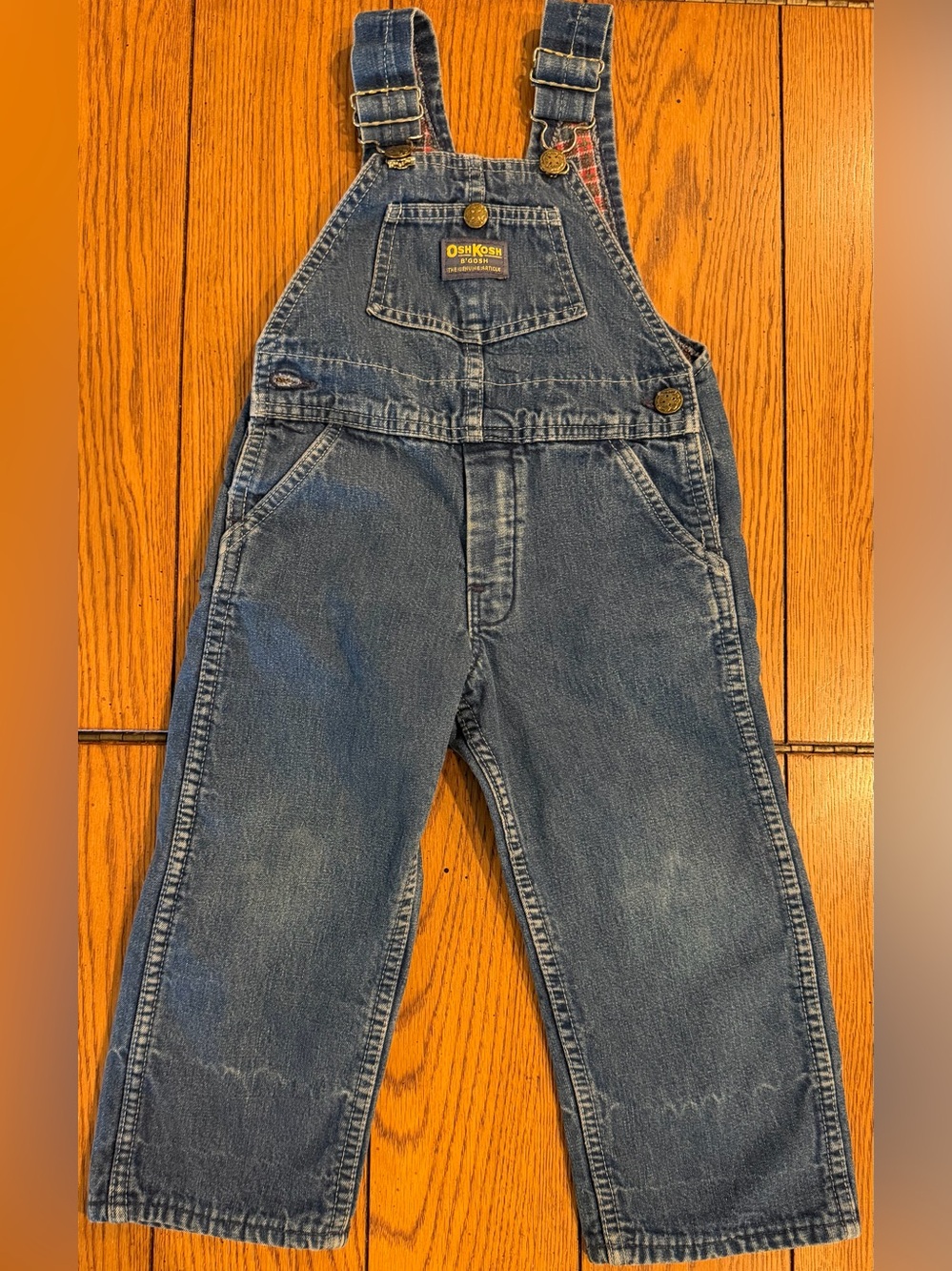 VTG OshKosh B’Gosh Vestbak Flannel Lined Overalls, 3T, carpenter, paper label